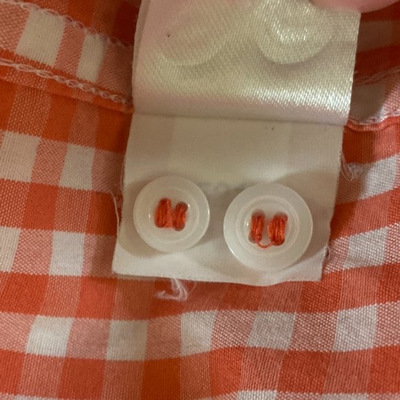 Southern Tide Gingham Contrast Cuff Button Up Shirt Coral Preppy Coastal-M - Picture 13 of 13